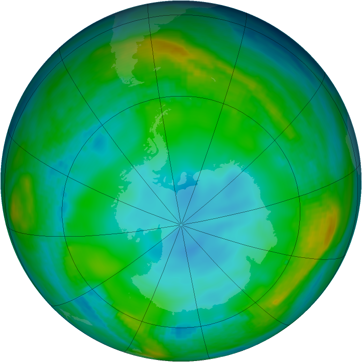 Antarctic ozone map for 07 June 1983